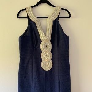 Lilly Valli Shift Dress - navy and gold